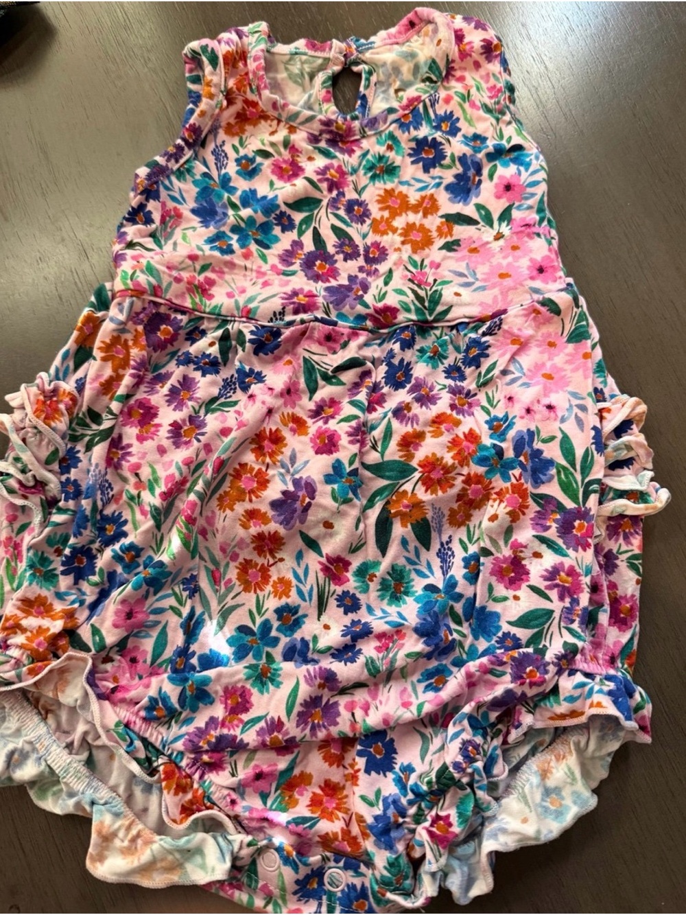Sweet Pea Floral Pink Sleeveless One-Piece Romper
